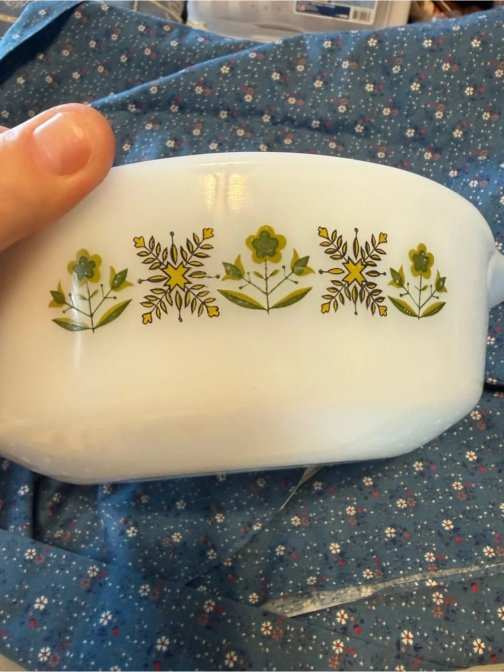 vintage Fire-King Meadow Green covered casserole dish.